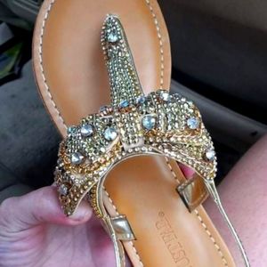 Cute bow tie sandals gold & silver